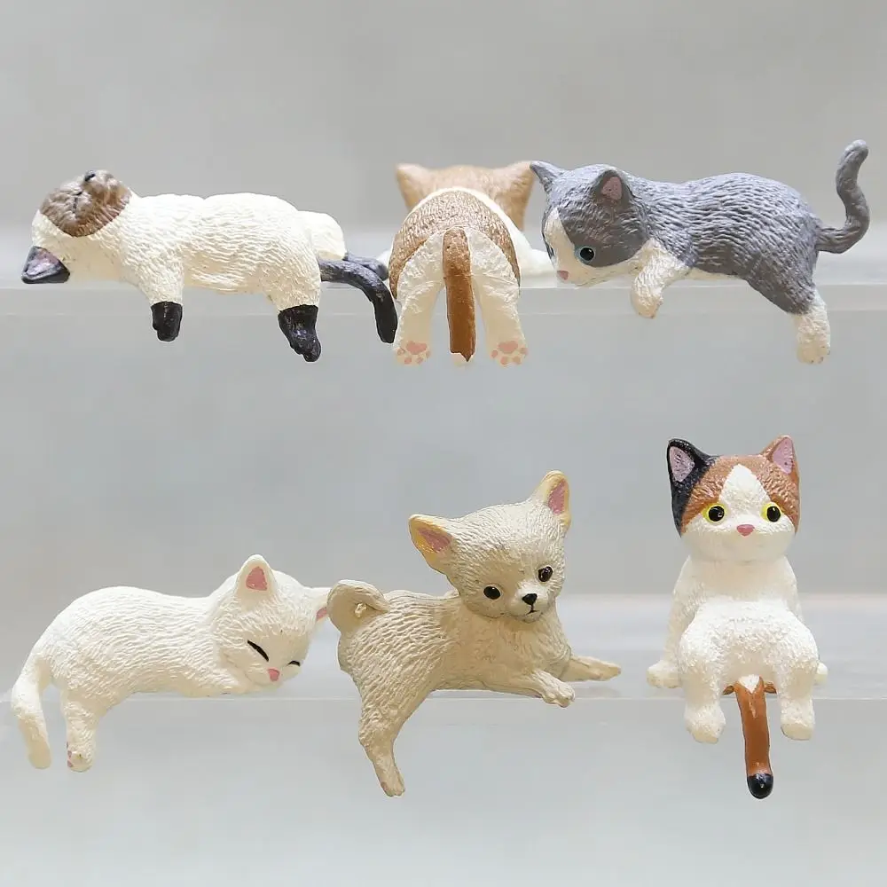 Simulation Edge Cat Figurines Cute DIY Resin Car Cat Ornament Cartoon Miniatures Cat Refrigerator Sticker Material Kids Toy