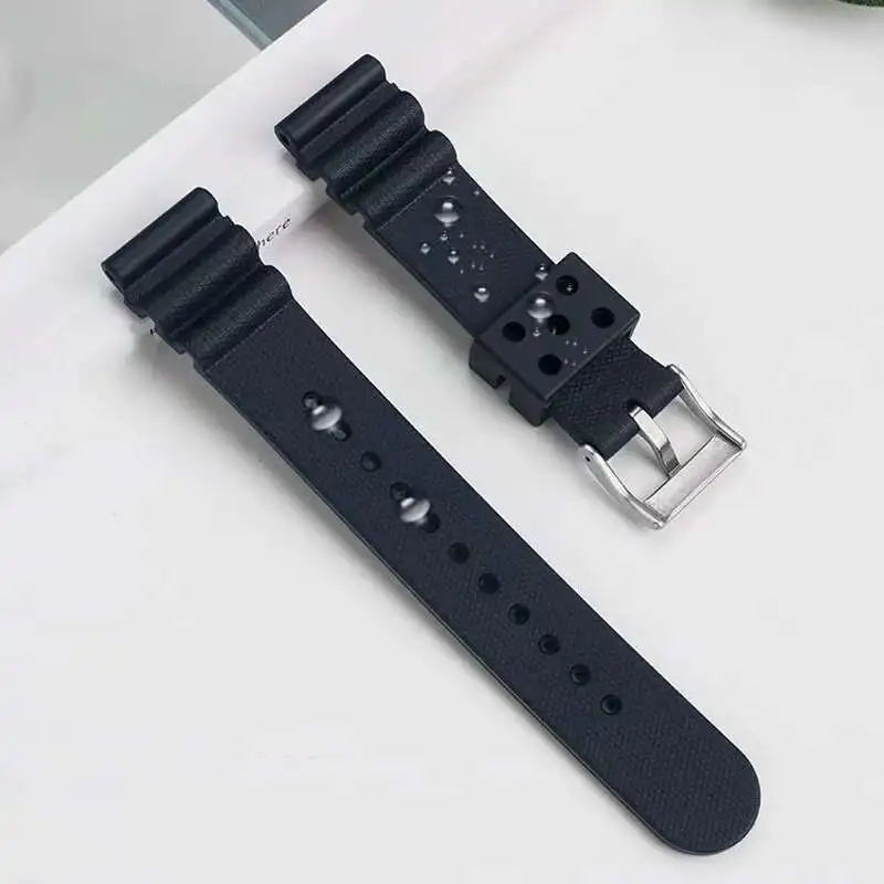 High Quality Blue Black Silicone Rubber Watchband 20Mm 22Mm Soft Waterproof Resin Strap Fit For RX Deepsea PROSPEX Watch