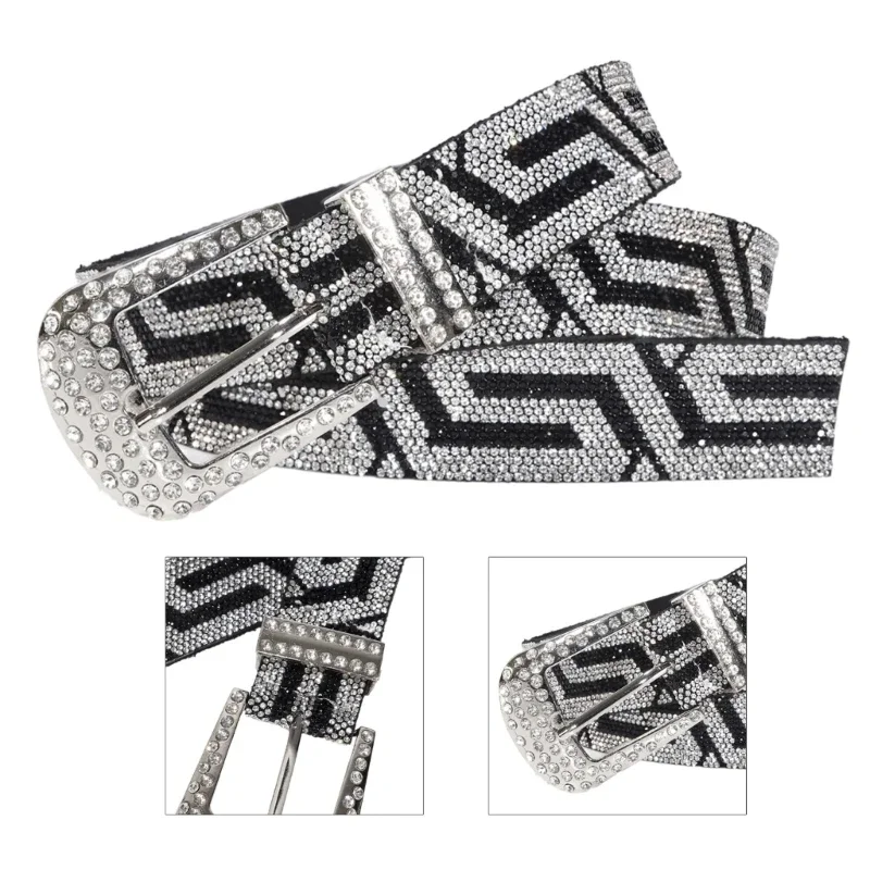 

Готический ремень с пряжкой с язычком для женщин и девушек, блестящий поясной ремень, Женский Повседневный ремень для талии с блестками ремень для шортов Y2K Cowgirl