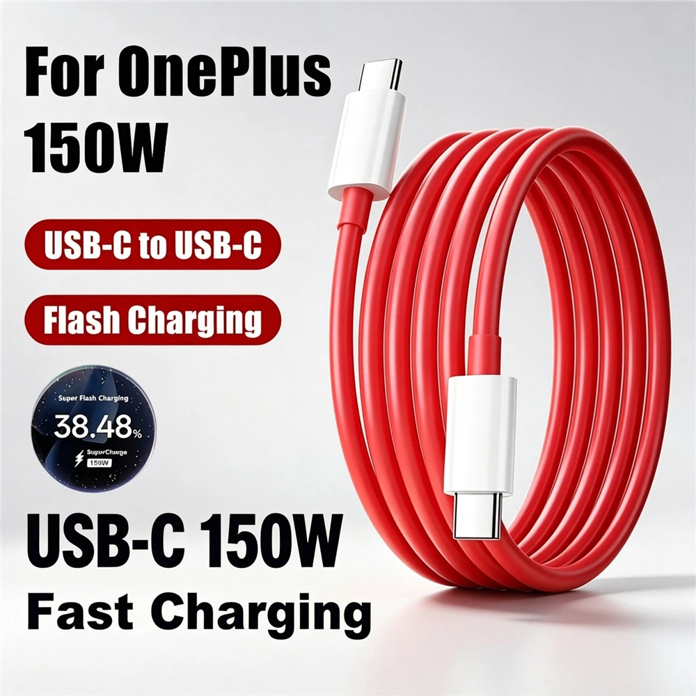 150W USB-C Super Fast Charging Cable For OnePlus 11 12 13 15 Nord 4 5 N200 N300 OPPO Realme Type C to Type C Quick Charge Cable