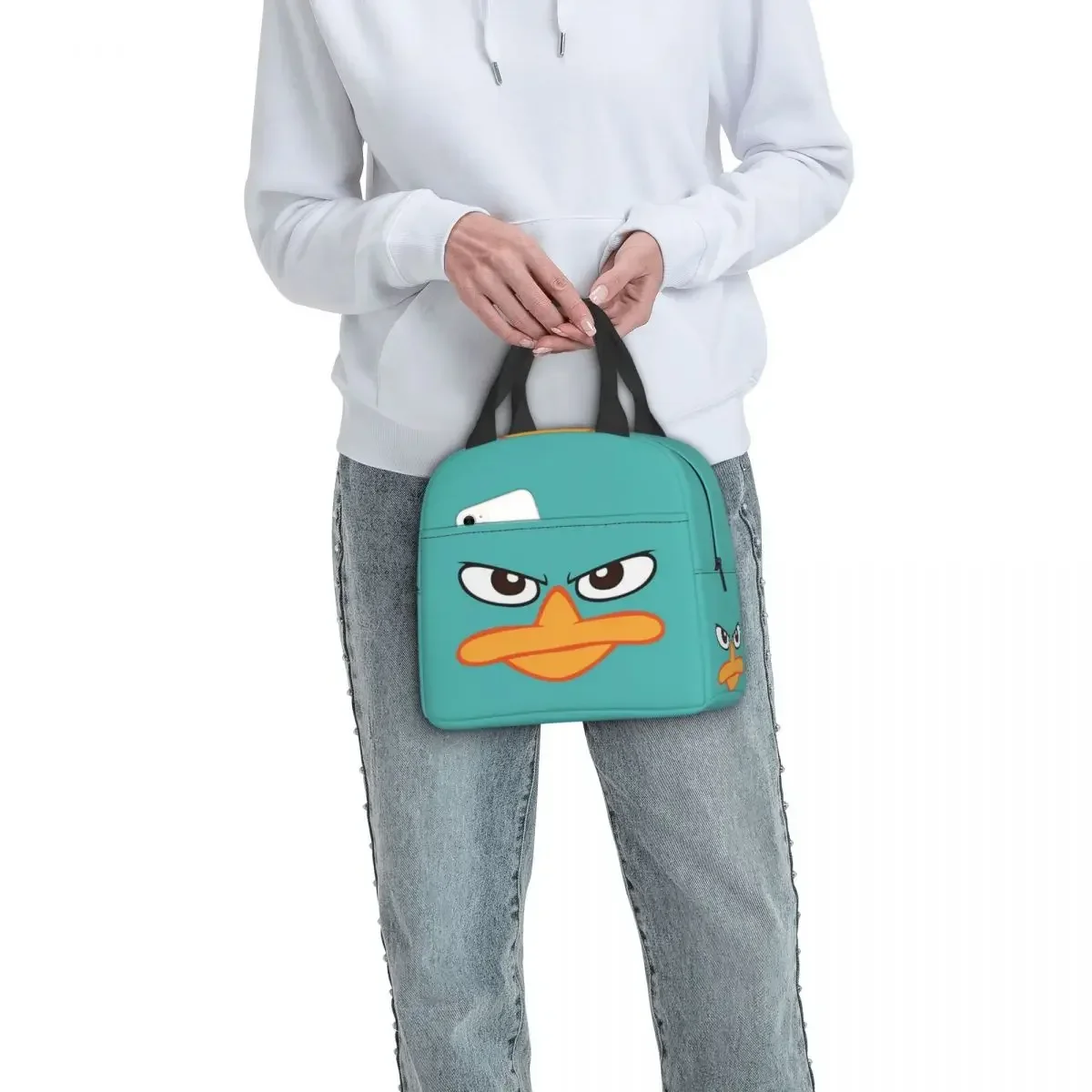 Perry The Platypus Mask Insulated Lunch Bags Waterproof Picnic Bags Thermal Cooler Lunch Box Lunch Tote for Woman Work Kids