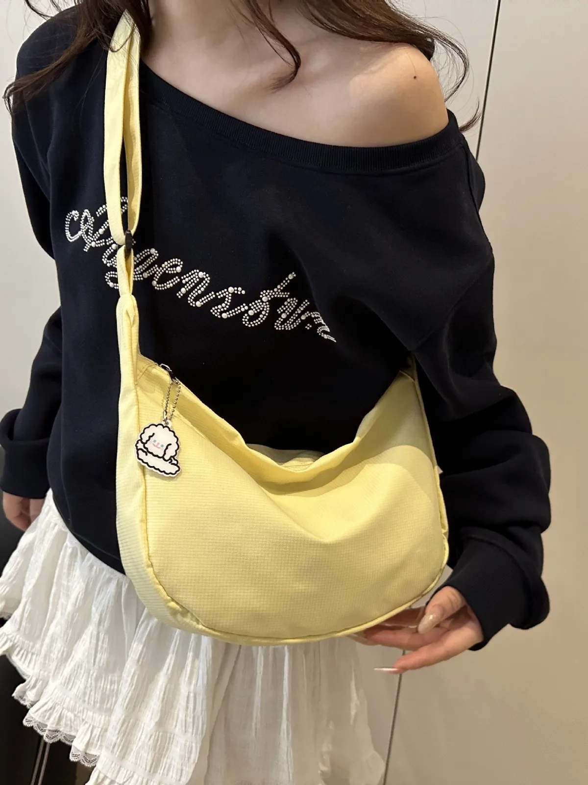 Bolso de hombro para mujer, bandolera sencilla y versátil a la moda, bolso de bola de masa de gofre para mujer, bolsos informales de gran capacidad para mujer 2025