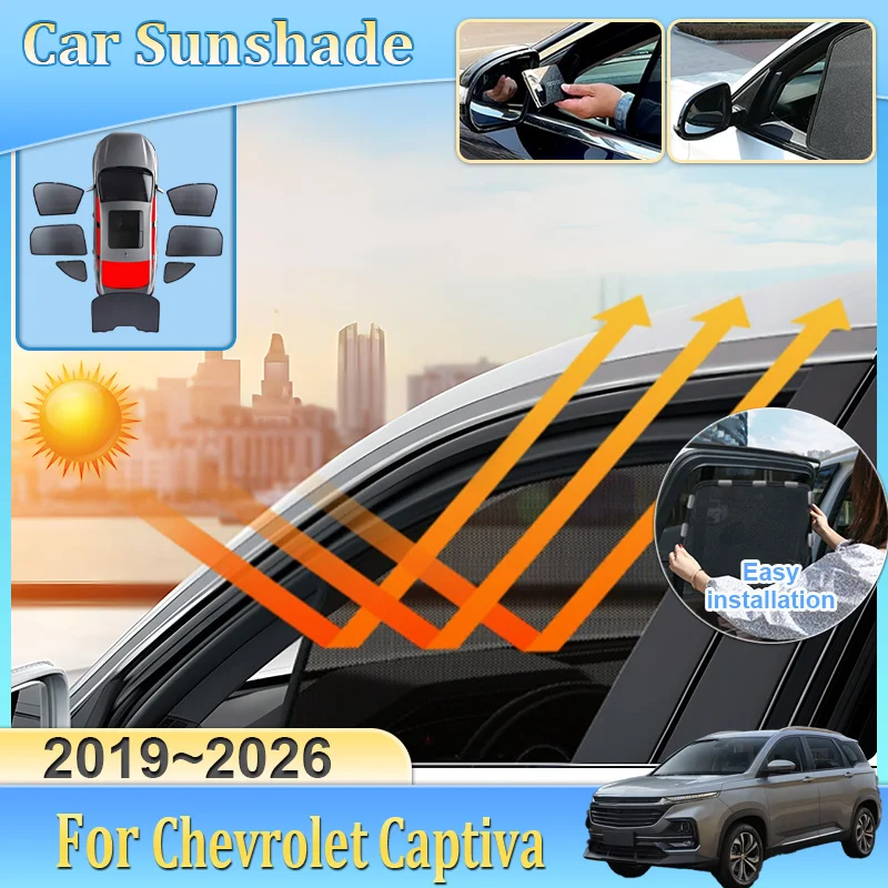 

Car Mesh Sunshade For Chevrolet Captiva MK2 Baojun 530 2019-2026 Blackout Mesh UV Protection Windshield Curtain Auto Accessories