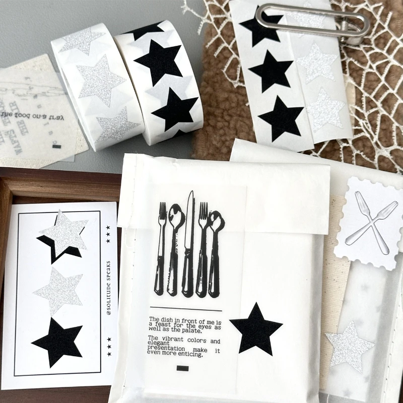 500pcs/roll Cool Aesthetic Star Deco Stickers Ins Star Shapes for Card Decor Journaling Scrapbook Supplies DIY Gift Wrapping
