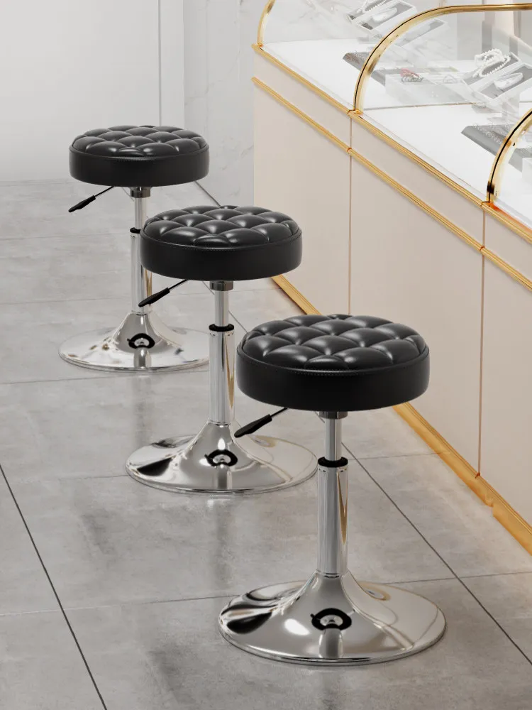 Stool Hairdressing and Beauty Fixed Salon Special Barber Shop Swivel Chair Massage Work Stool Rotating Adjustable Nail Round