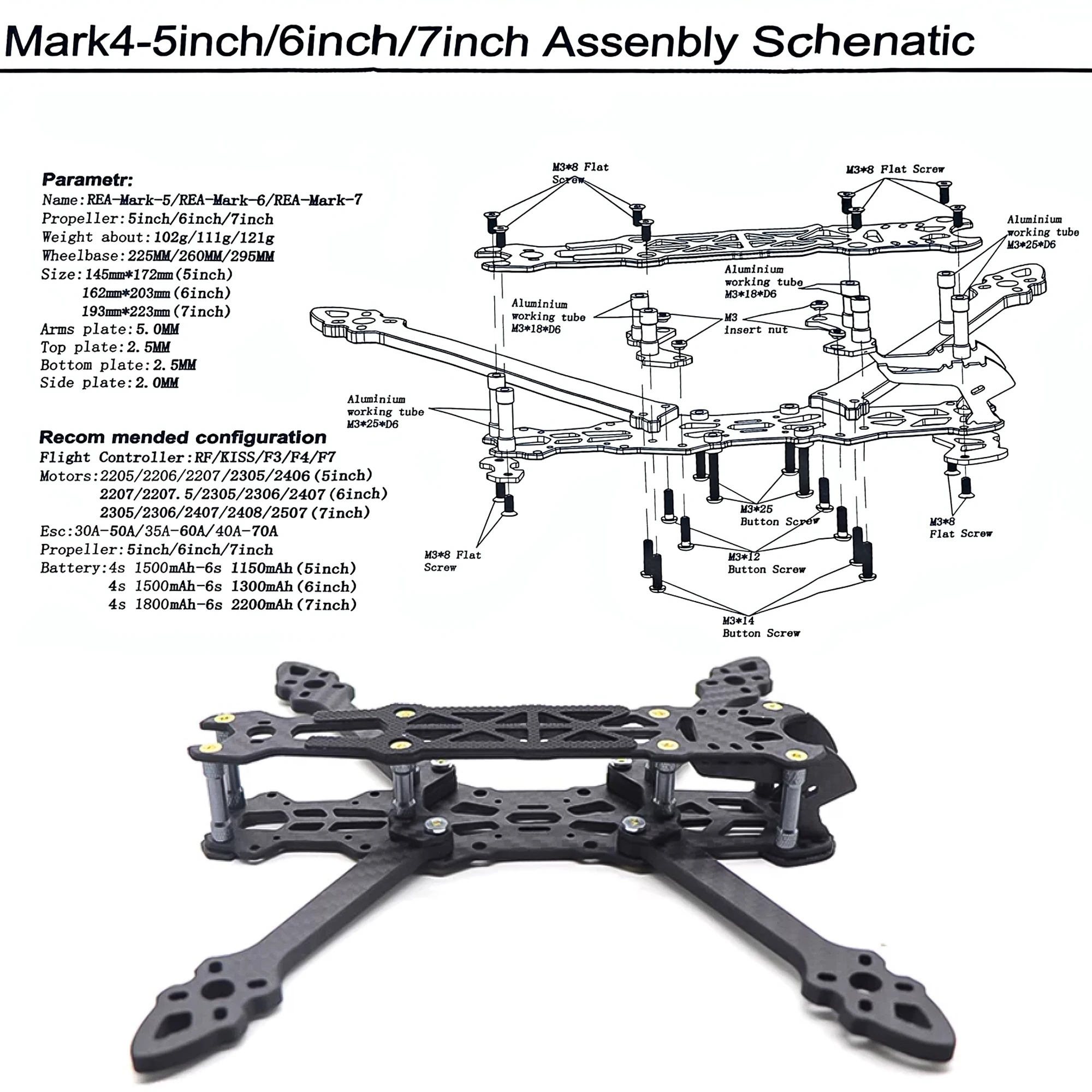HSKRC MARK4 5inch /6inch /7inch FPV rack