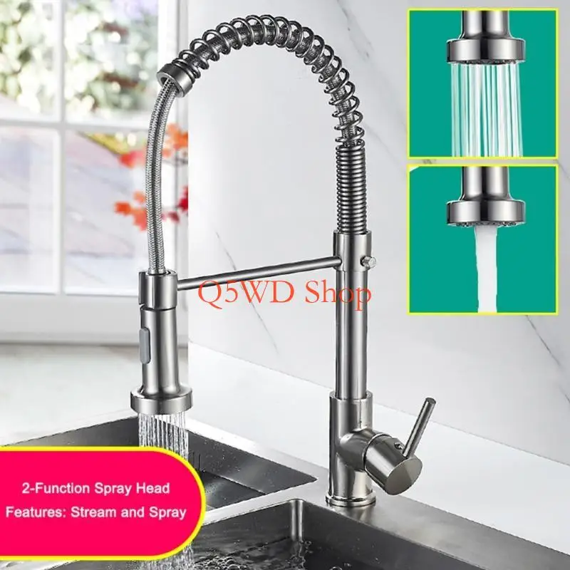 Q5WD Pull Out Bathroom Basin Sink Faucet Spring Rinser Sprayer Gargle Brushing