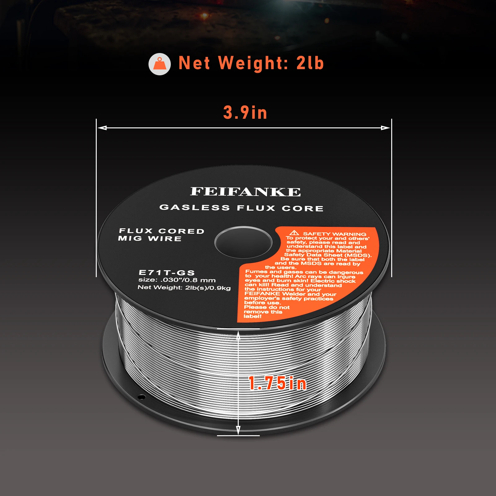 FEIFANKE 2 Pack 2 Pounds .030'' Flux Core Welding Wire E71T-GS Mild Steel MIG Wire Gasless Wire