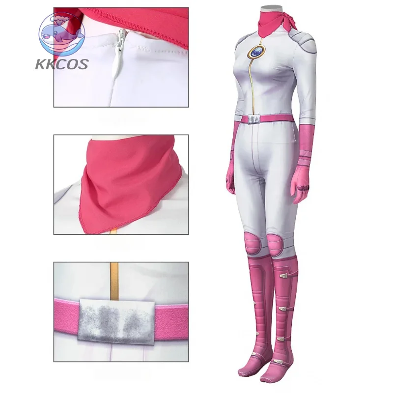 Disfraz de princesa Peach, disfraz de película Super Cos Bros, traje dulce de alta calidad, conjunto de corbata, uniforme de fiesta de Carnaval para mujer KKCos