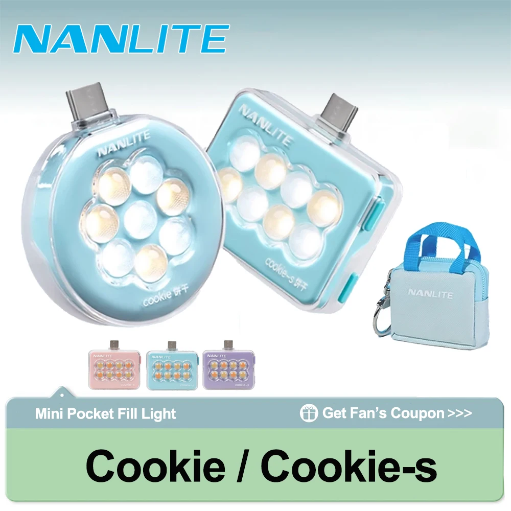 Nanlit eCookie/Cookie-s Pocket Selife Photography Fill Lighting Bi-color 2.3w 3200-5600K Mini Pocket Light 3 Colors Available