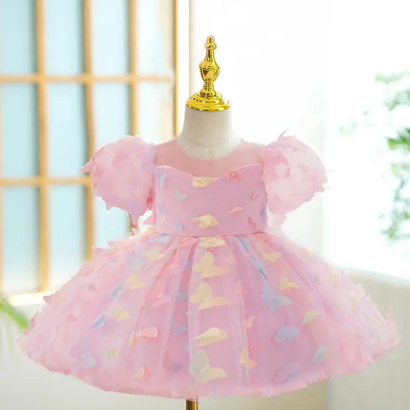 Baby Girl Party Dresses Toddler Colorful Butterfly Summer Clothes Girls Wedding Prom Gown Infant 1st Birthday Princess Dress