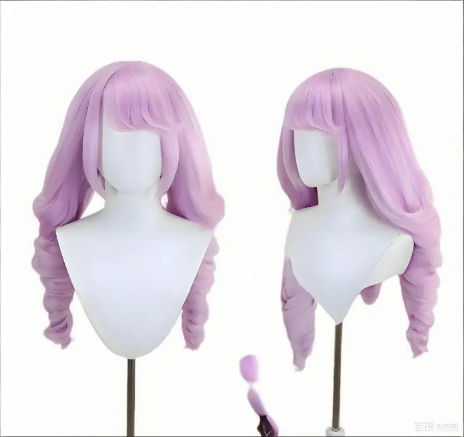 Purple Pink Gradient Cosplay Wig Long Wavy Anime Style Costume Wig Heat Resistant Synthetic Hair for Women Halloween Party