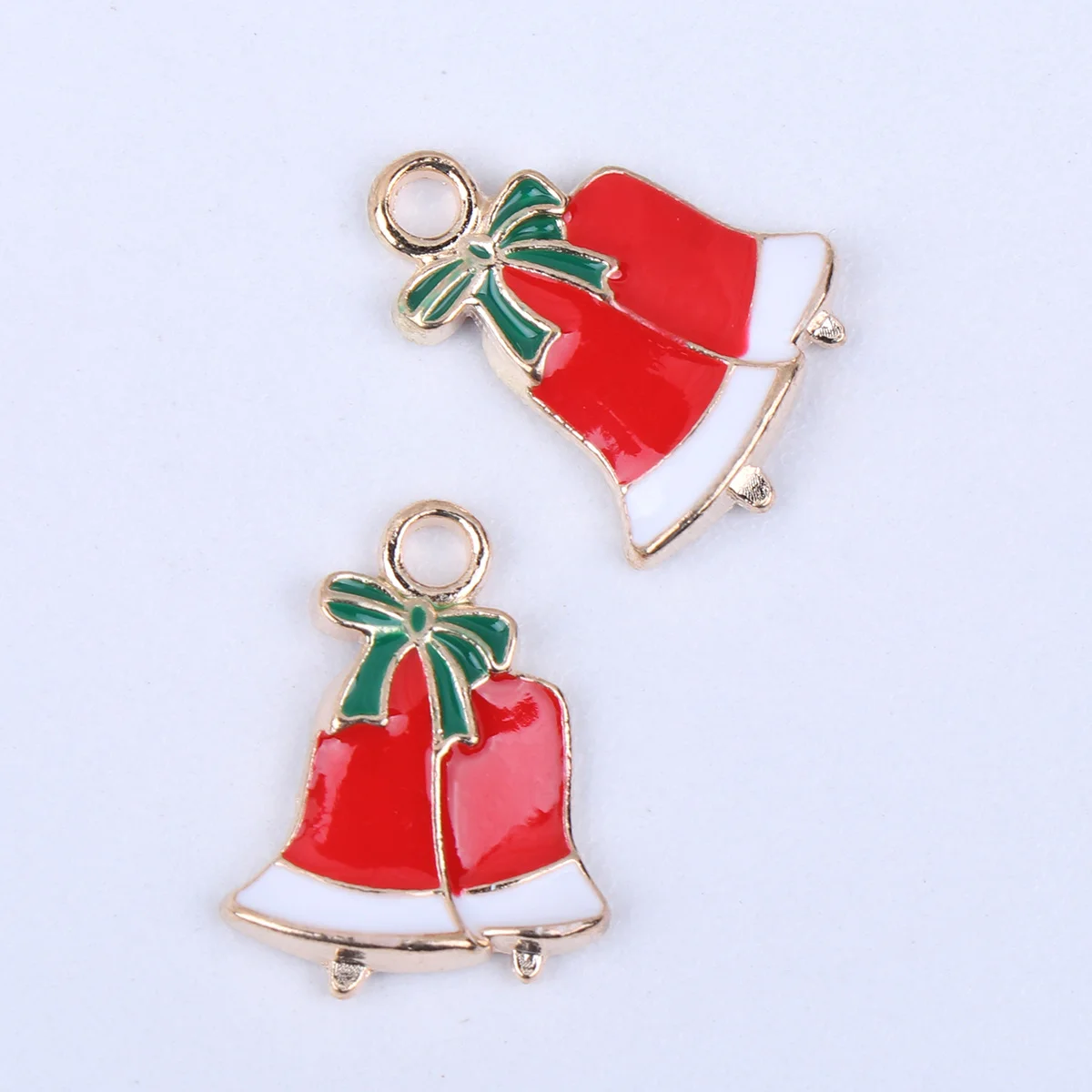 

10Pcs Xmas Double Bells Enamel Charm Pendants Christmas DIY Earrings Jewelry Necklace Bracelet Making Charms Holiday Jewelry