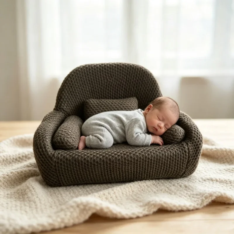 Solid Color Soft Mini Sofa Newborn Photography Props Chair Full Moon Baby Photo Shooting Small Seat Baby Picture Taking Props
