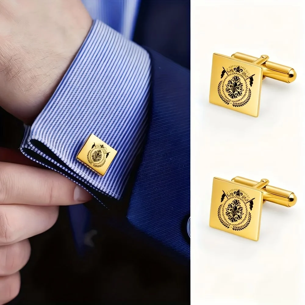 

Custom Any Logo Cufflinks Men's Personalized Black Printed Pattern Cuff Link Stainless Steel Waterproof Jewelry Corporate Gift