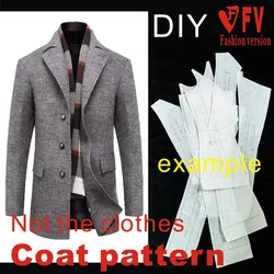 Clothing pattern men's windbreaker coat cutting design diagram 1:1 physical pattern ADY-6