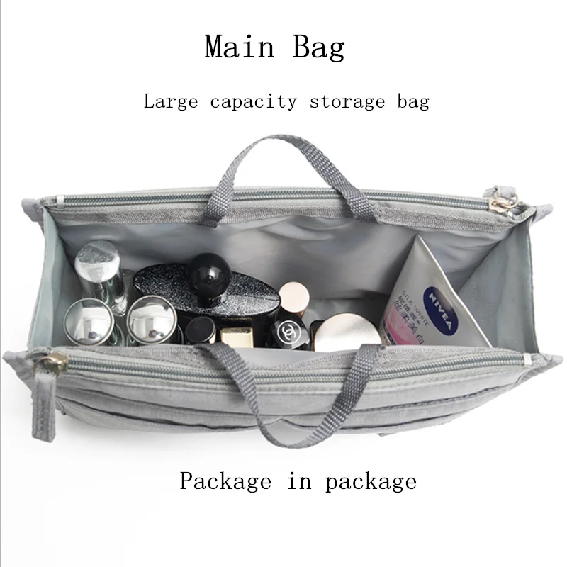 Insert Bag Organizer Makeup Handbag Organizer Travel Inner Purse Portable Cosmetic Bags Women Tote Fit Various Brand Bags