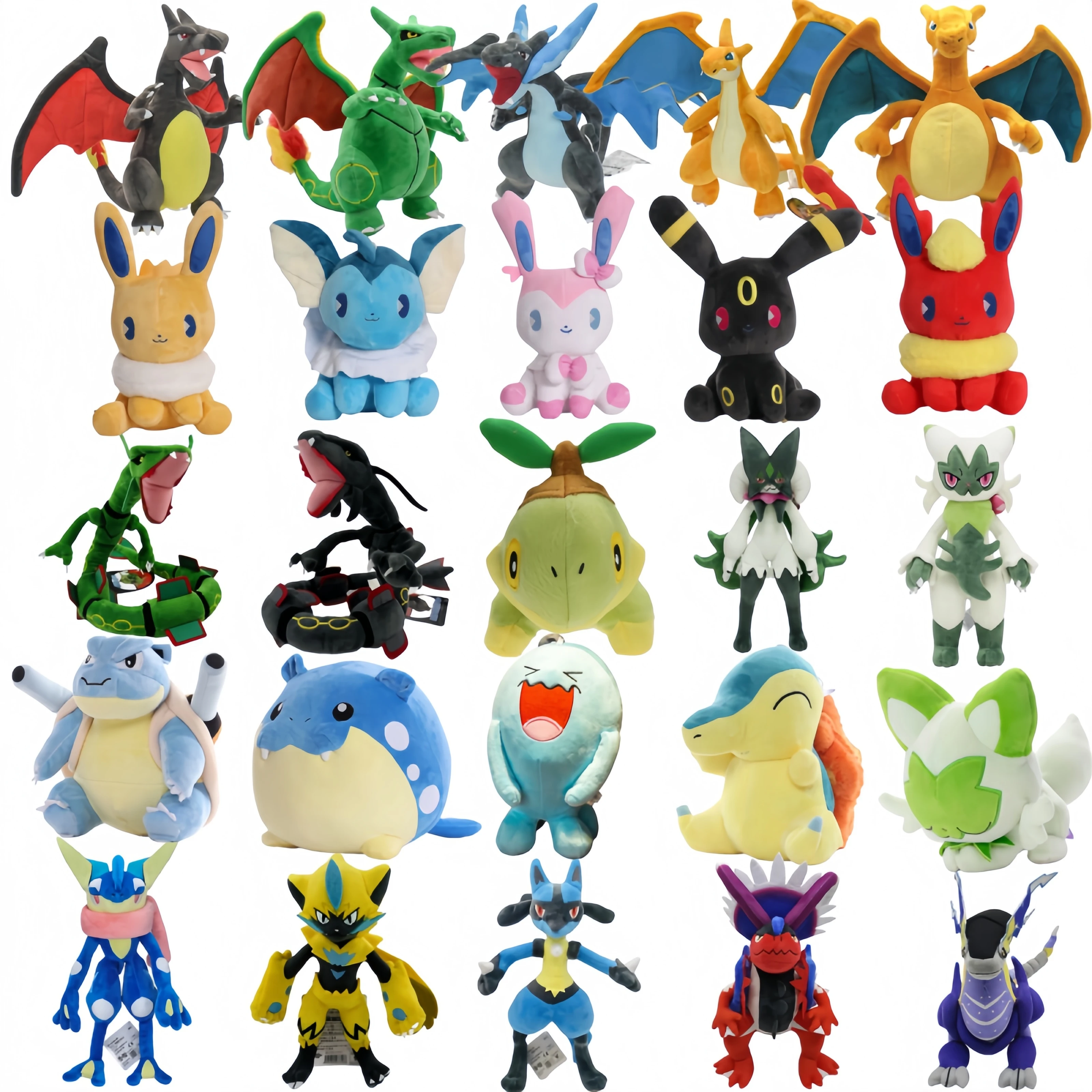 Pelúcias Brilhantes Mega Evolution X Charizard Pokemon Eevee Lucario Greninja Dialga Koraidon Meowscarada Rayquaza