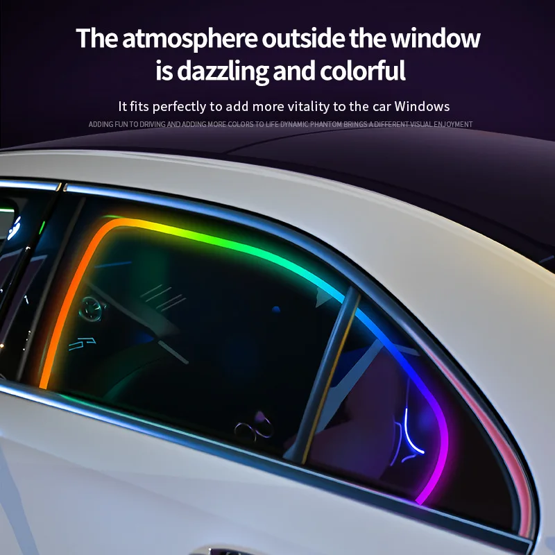 New Car Door Frame Colorful LED Ambient Light 3m Flowing Color Wireless Invisible No Wiring Atmosphere Light Strip