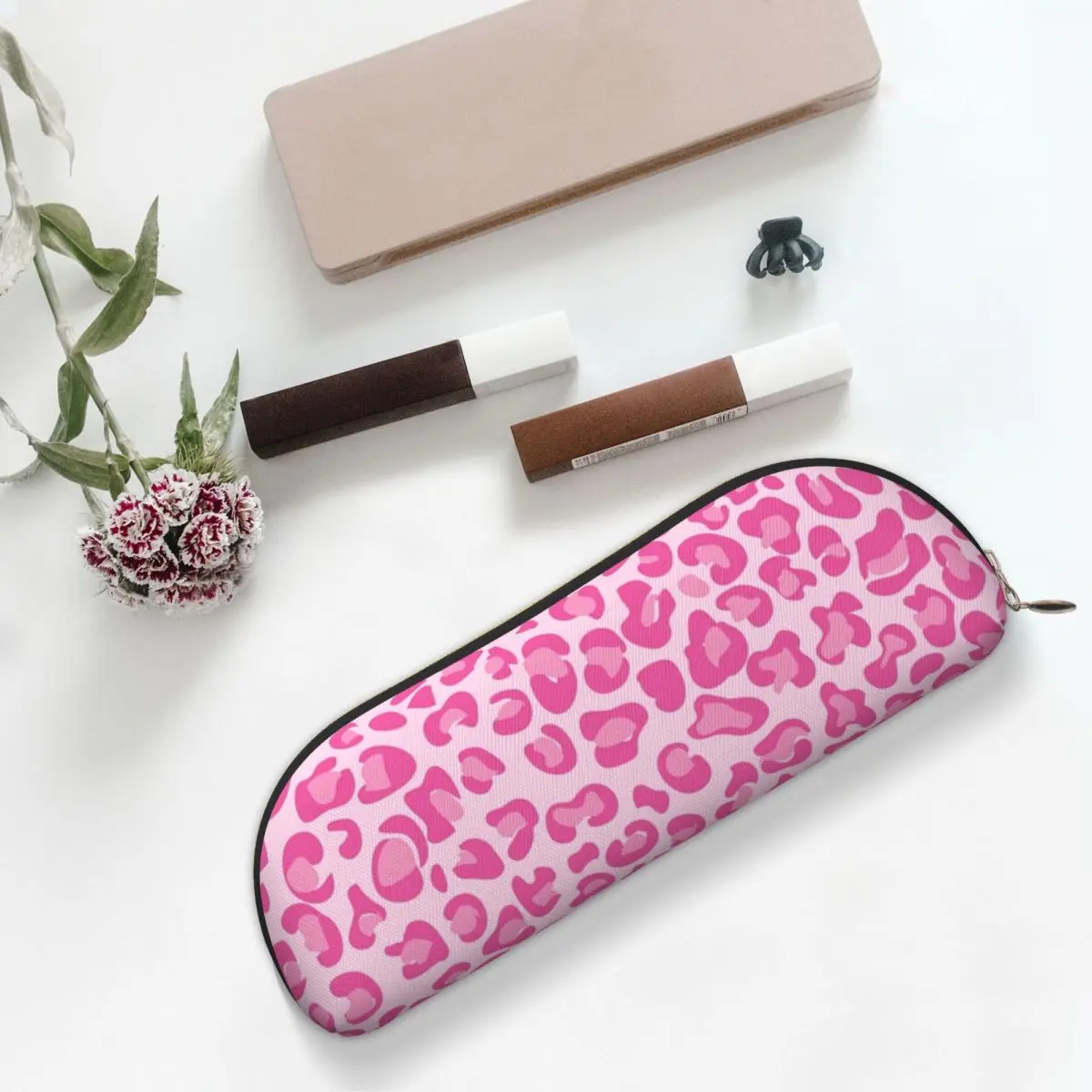 

Pink Leopard Print Pencil Cases Pencil Pouch Storage Stationery Supplies Large Capacity Pen Box Pencil Bag for Studen School