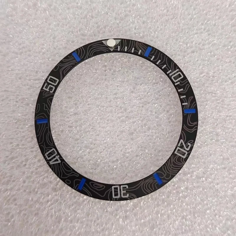 Insert de lunette en céramique biseautée givrée GMT, 38MM x 30.5MM, pour sous-boîtier de 40mm, bague de remplacement pour montre