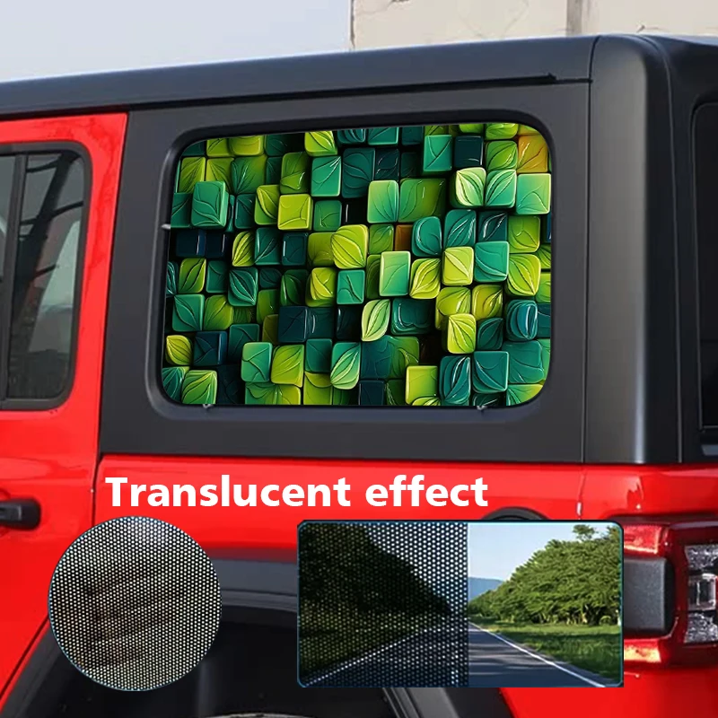 

2 Piece Side Window Stickers - Drilled rear window vinyl stickers made of durable PVC material, showing a variety of patterns