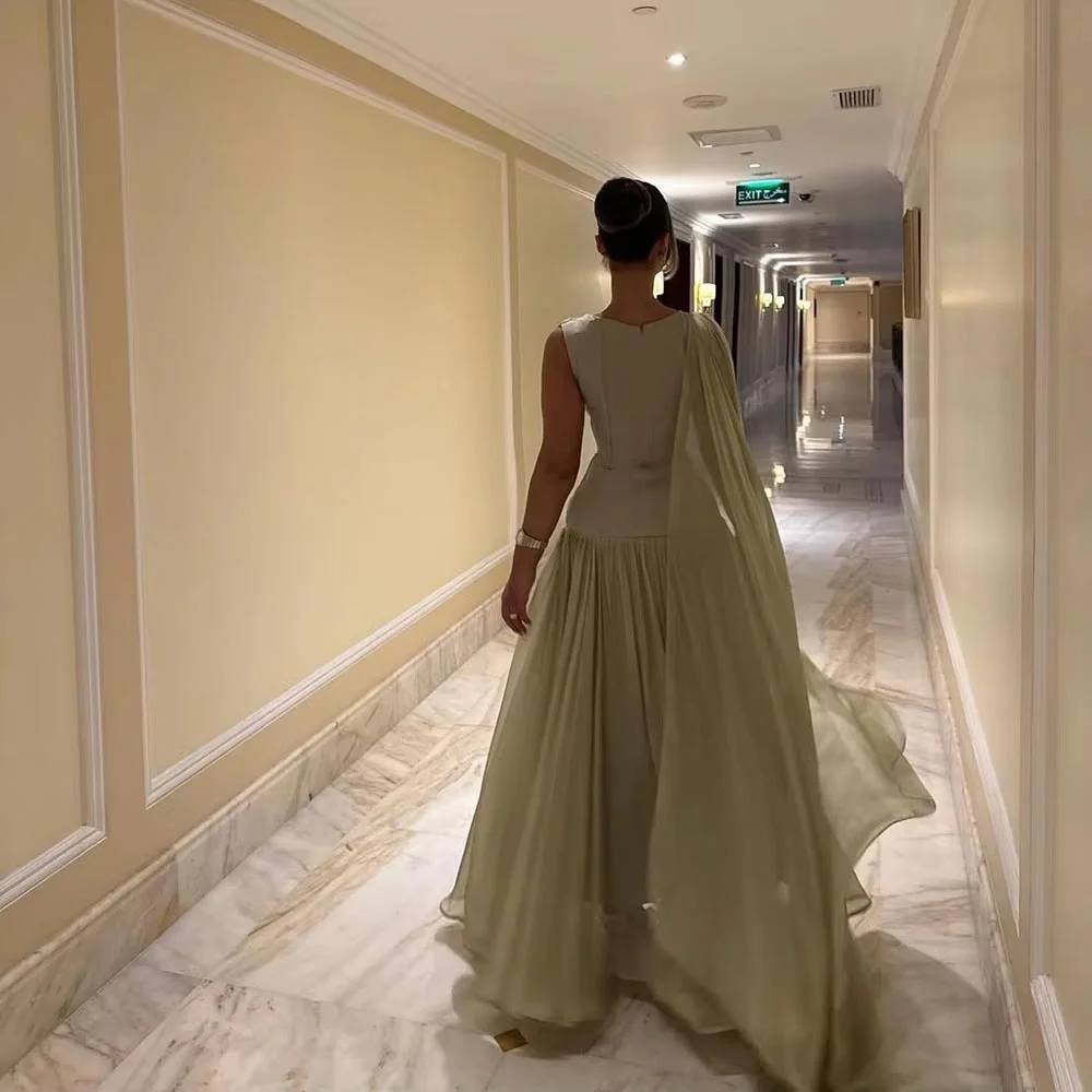 تخصيص رائعة Ruched المرأة فستان حفلة موسيقية س الرقبة الساحرة الكشكشة سستة الطابق طول فستان الحفلات الساحرة المرأة ثوب مسائي