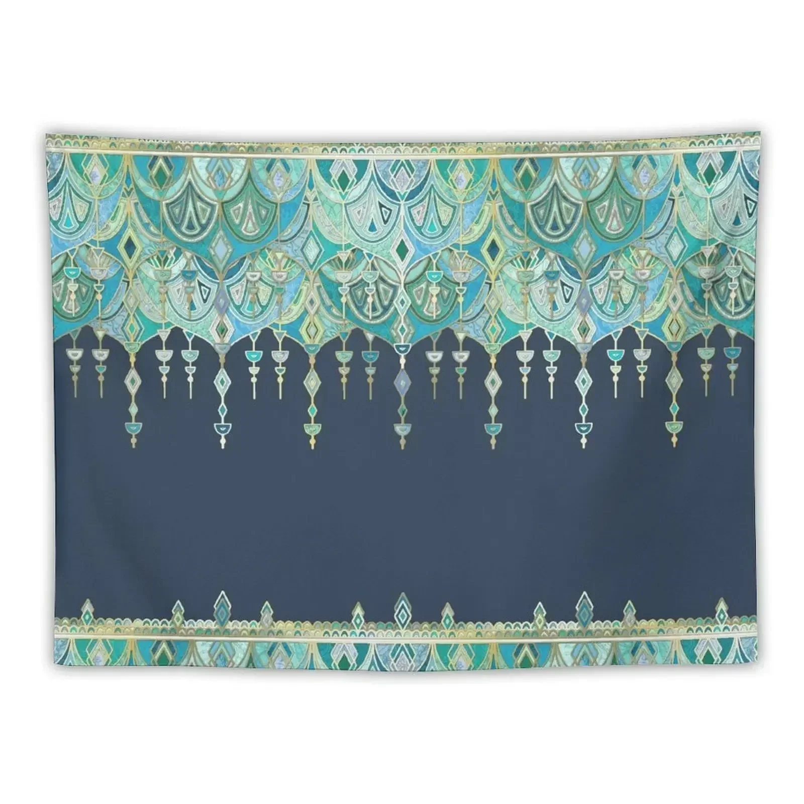 

Art Deco Double Drop in Blues and Greens Tapestry Wall Hangings Decoration Bedrooms Decorations Tapestry