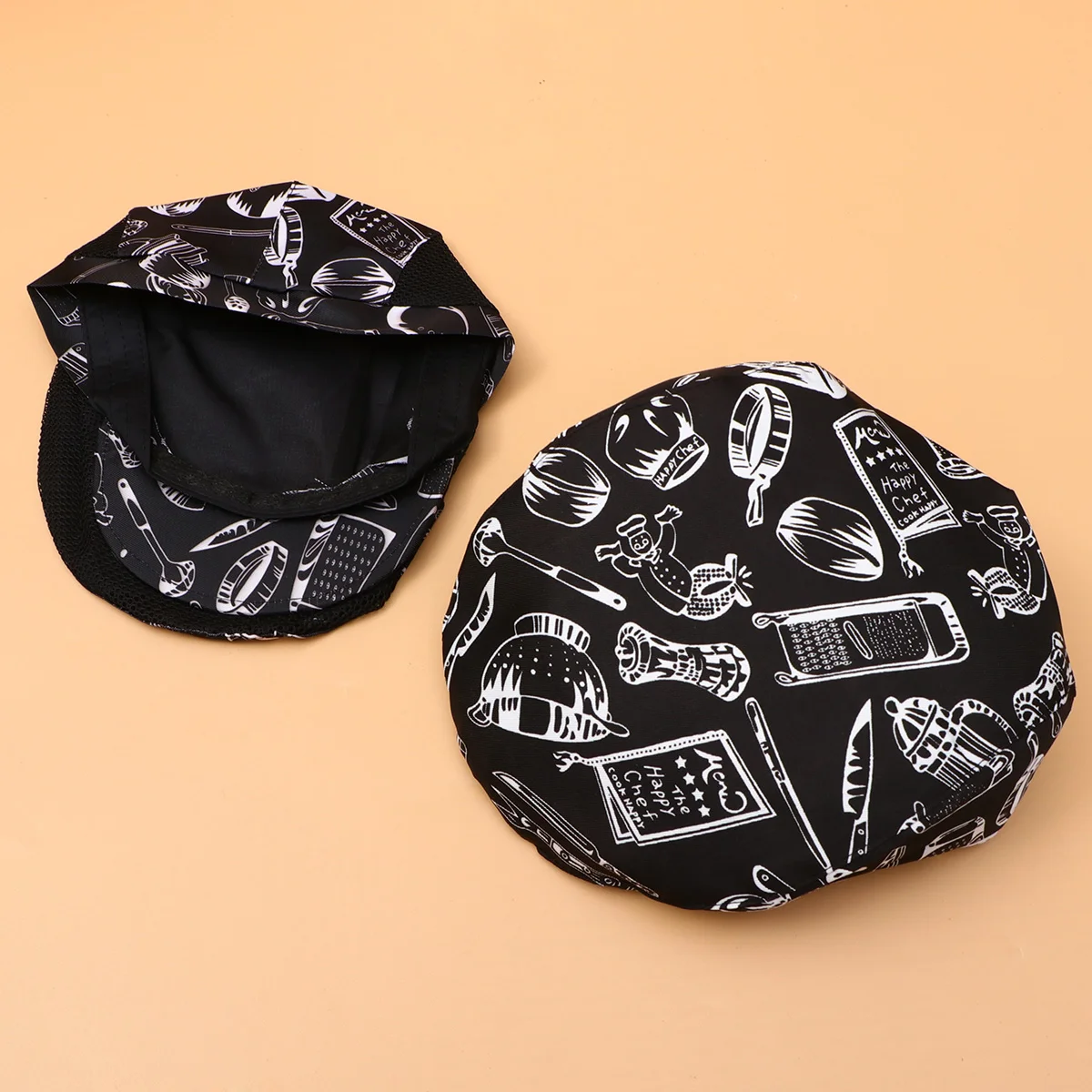 2 Pcs Hats Kitchen Cap Working Apron Chef Black Restaurant Waiter Men and Women