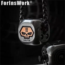 LAUTIE Metal Dice Polyhedron Lucky Black Tech Dice Pendant EDC Decompression Decompression Knife Beads
