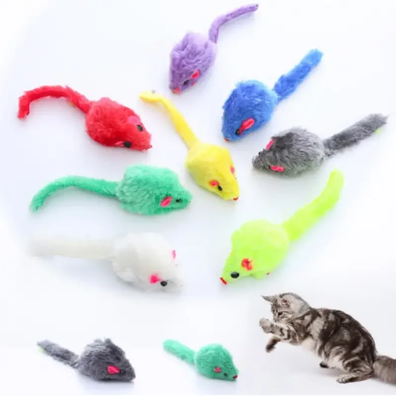 5 Pcs Adorable Random Color Plush Toy Mice - Soft Cuddly Irresistible Friends for Medium Breed Cats Fun Interactive Playmates