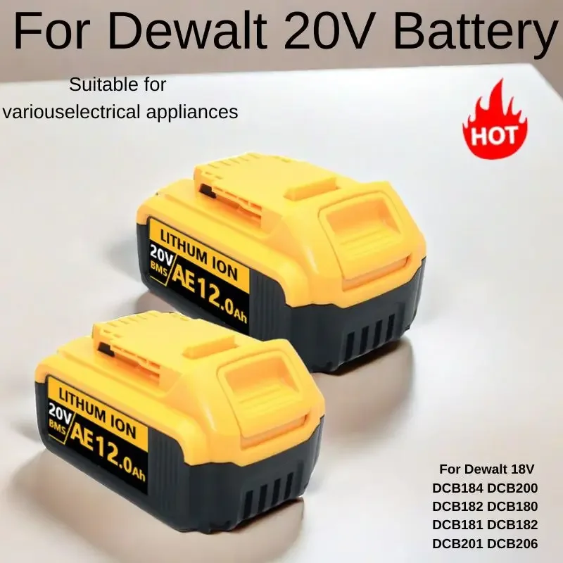 20V 6.0Ah 8.0Ah 12.0Ah DCB200 18650 Replacement Li-ion Battery for DeWalt MAX DCB205 DCB201 DCB203 Power Tool Batteries