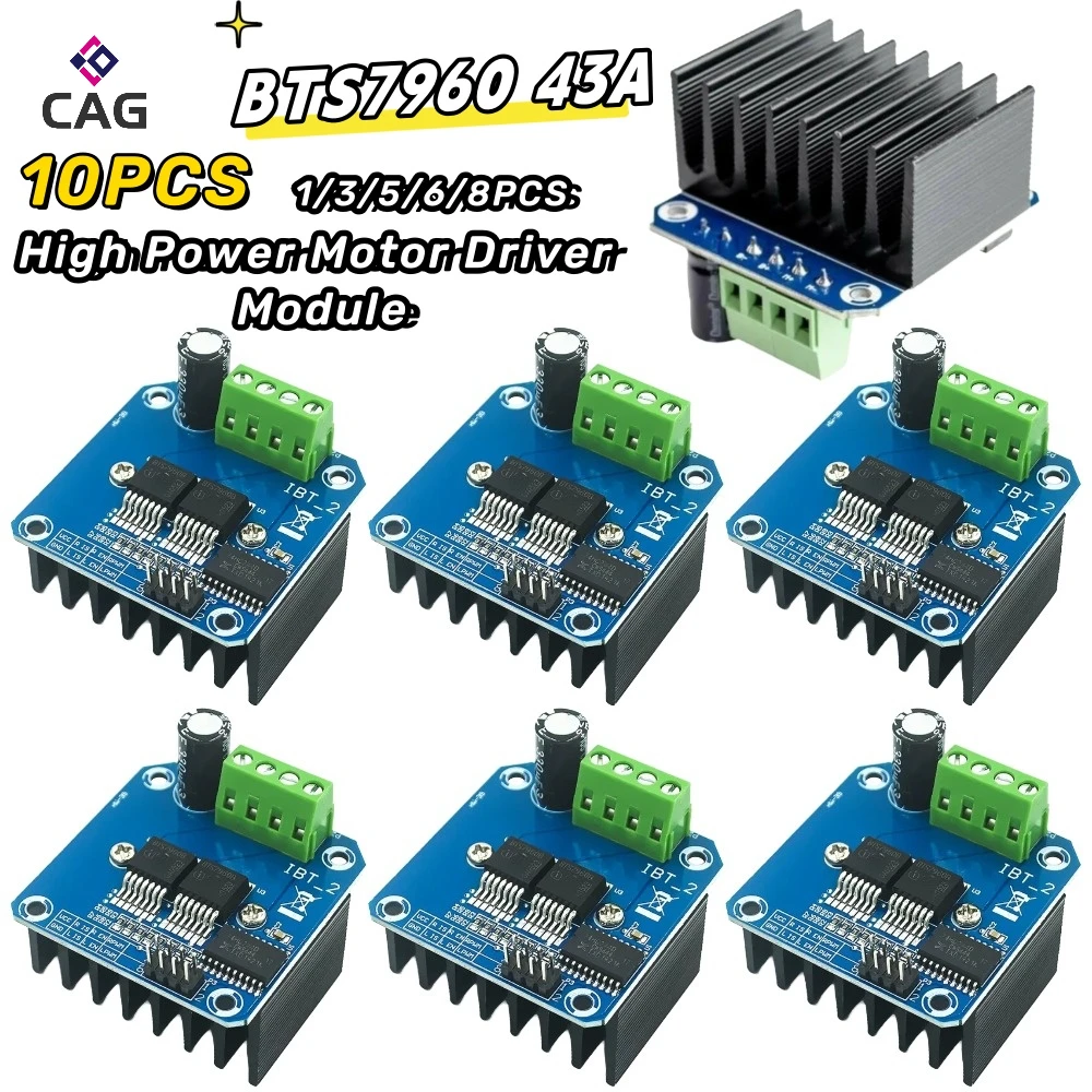 1-10pcs Double BTS7960 43A H-bridge High Power Motor Driver Module For Arduino MCU DIY Smart Car Robot Current Diagnostic