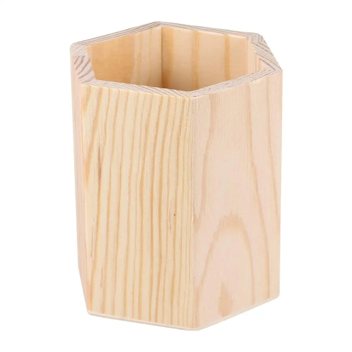 2 Pcs Single Compartments Wooden Container Pen Holder Office Organizer Unfinished Solid Color Case Pot for Home Office DIY Graff