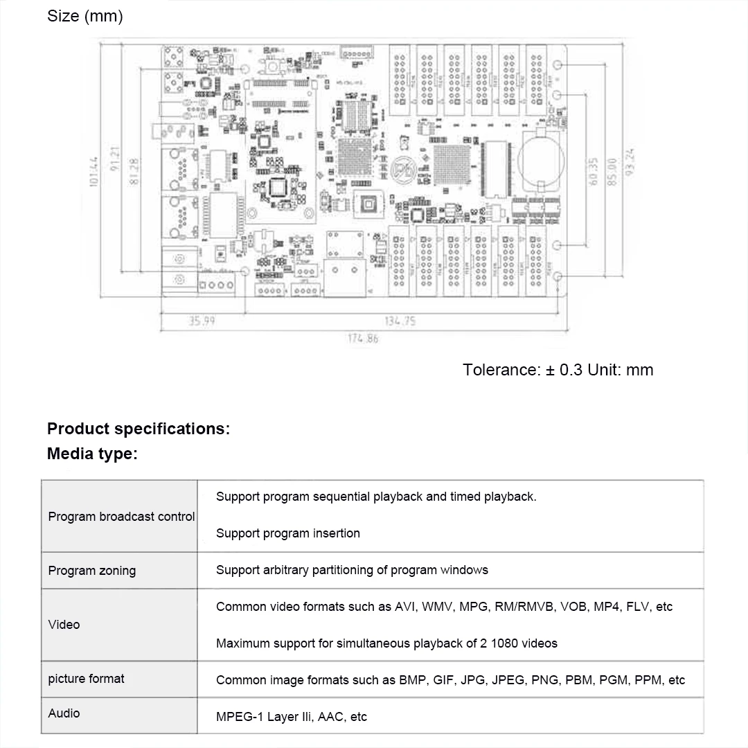HD-C16L Full Color LED Display Screen Video Control Card Supports Wifi Mobile Phone App Remote Control Support WiFi