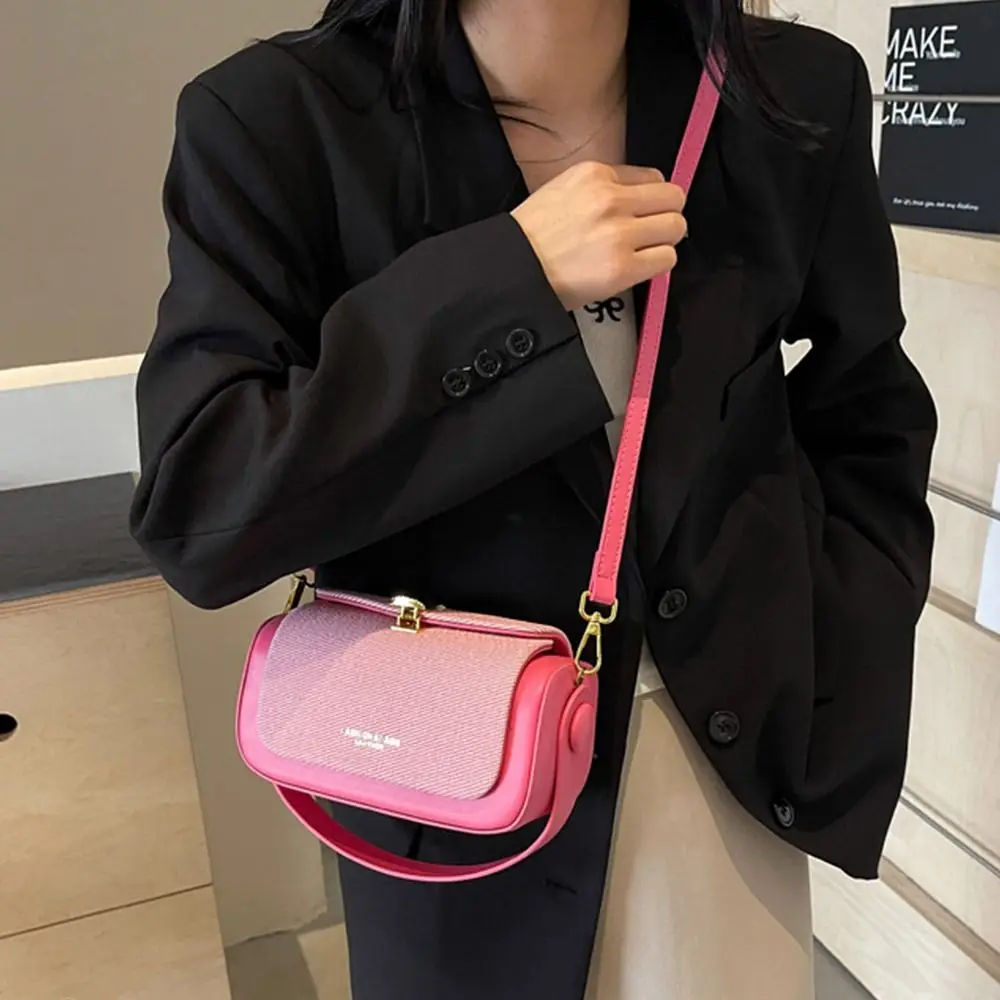 

Chic Solid Color Shoulder Bag Box Shape Large Capacity Flap Handbag Leather Shoulder Satchels Women Evening Box Shape