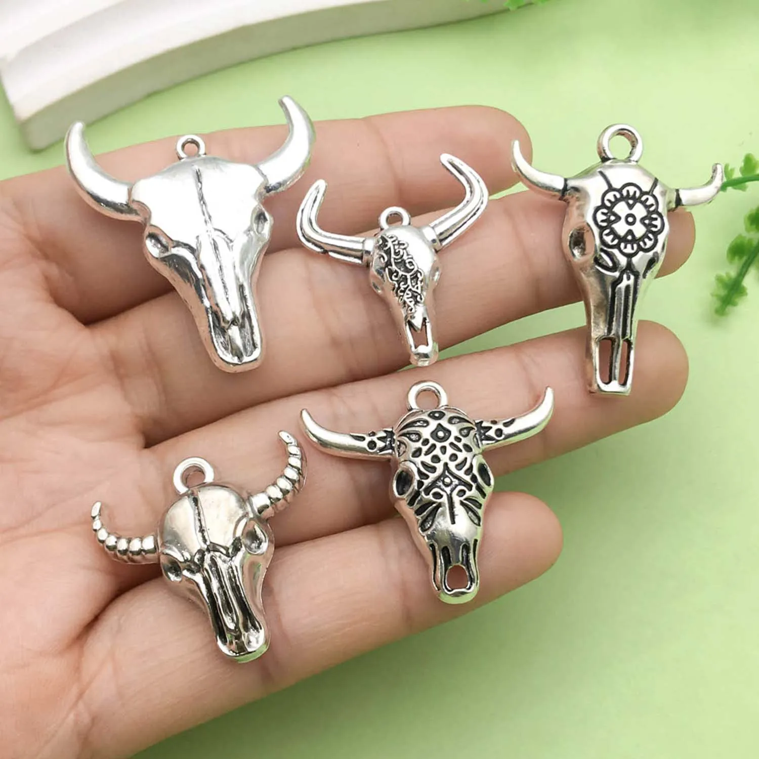 8/10pcs Retro Animal Bull Head Design Charms Alloy Metal Eid al-Adha Pendants For DIY Bracelet Necklace Jewelry Making Accessori