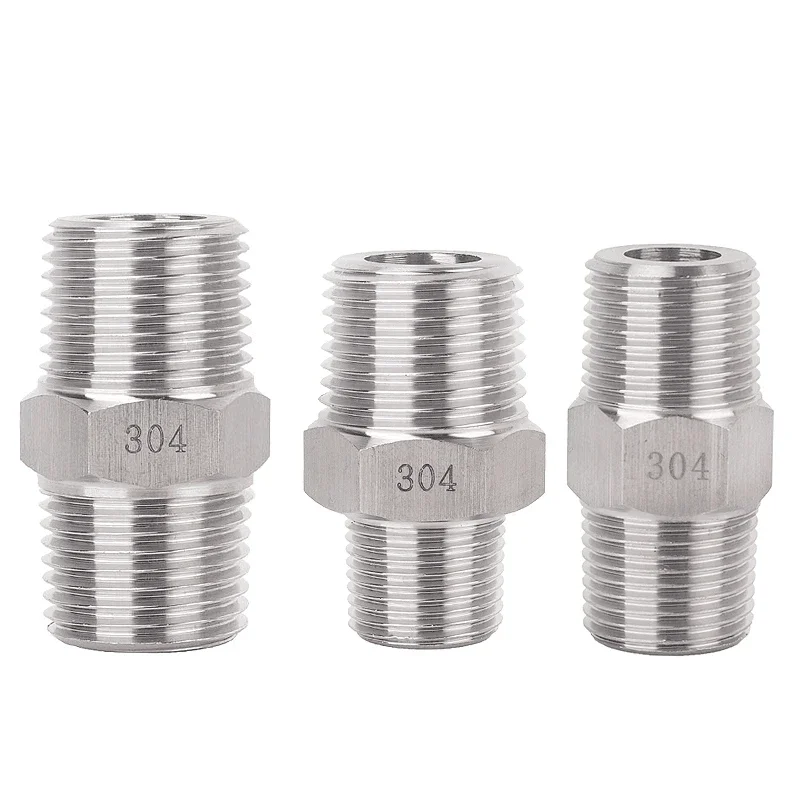 

1/8" 1/4" 3/8" 1/2" 3/4" 1" BSP NPT Male Thread 304 Stainless Steel Hex Nipple High Pressure Pipe Fitting Connector Coupler