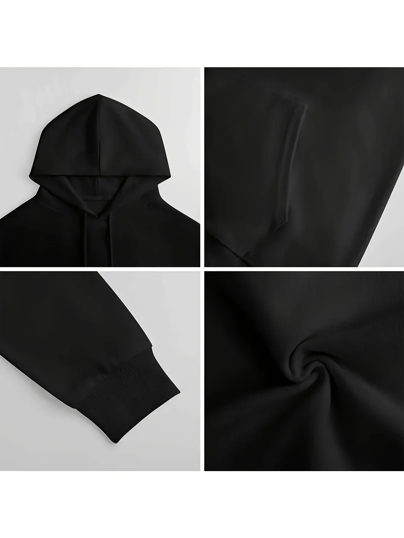 Classic Black Pullover Hoodie with Kangaroo Pocket, Made from A-Grade Material, Perfect for Game Day and Casual Wear for Both Men and Women This Urban Fashion Item Offers a Sense of Edgy Aesthetics and a Comfortable Fit, Making It Perfect for Fashion Enthusiasts. - view 4