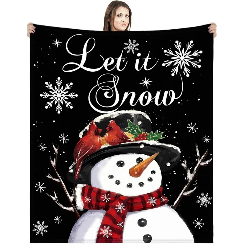 

Christmas blanket, snowflake throwing blanket, black winter farmhouse cushion, sofa, warm flannel cover blanket, 60INX50IN