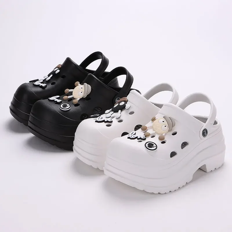 Eva Chunky Plateau-Sandalen für Damen 2024 Sommer Dickbodige Clogs Pantoffeln mit Geschlossener Zehenpartie Rutschfeste Strand- und Gartenschuhe – Detail 4