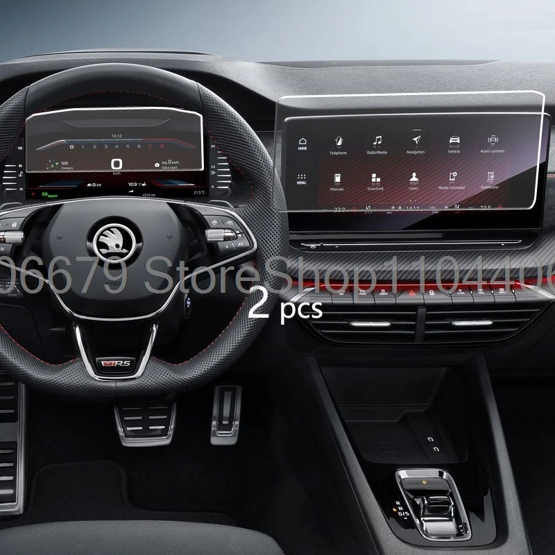 

Защитная пленка из закаленного стекла для Skoda Octavia MK4 2020, 10-дюймовая автомобильная радиосистема, навигация и приборная панель, защитная пленка для ЖК-экрана