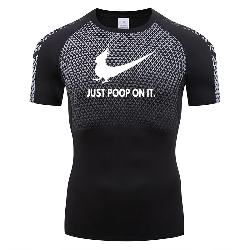 

Y2K Graphic Compression Shirt Men's Sports Fitness Slim-fit T-shirt Men's Oversized T-shirt Outdoor Quick Dry Wapping Round Nec