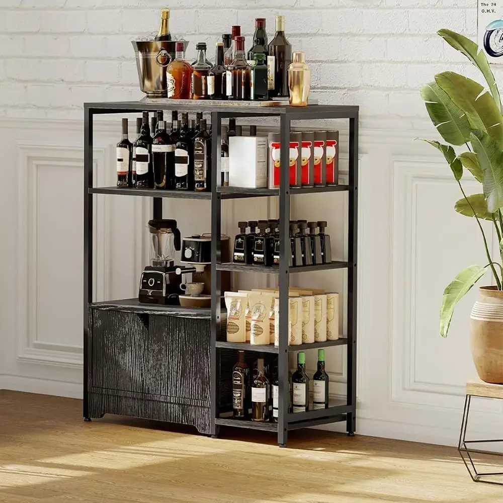 

Мини-барный шкаф для кофе с местом для хранения, 31,6-дюймовый небольшой барный шкаф-тумба с дверцей, стол для кофейной станции, буфет-сервант