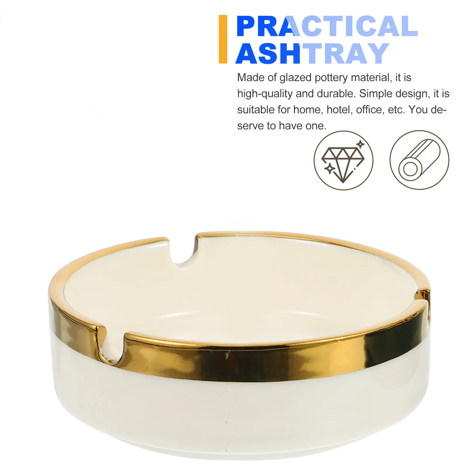 Cigar Ash Tray Set – 2 pcs Glazed Ceramic Desktop Ashtray for Home Office Decor