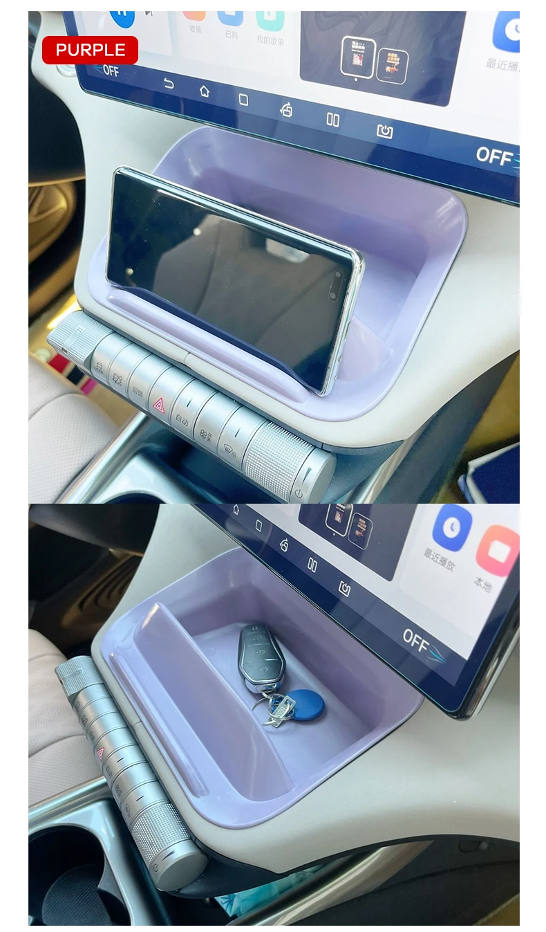 Für BYD Dolphin 2021-2025 Mittelkonsolen-Aufbewahrungsbox unter dem Bildschirm ABS-Organizer-Ablage für Telefon, Sonnenbrille, Geldbörse, Schlüssel, rutschfest – Detail 6