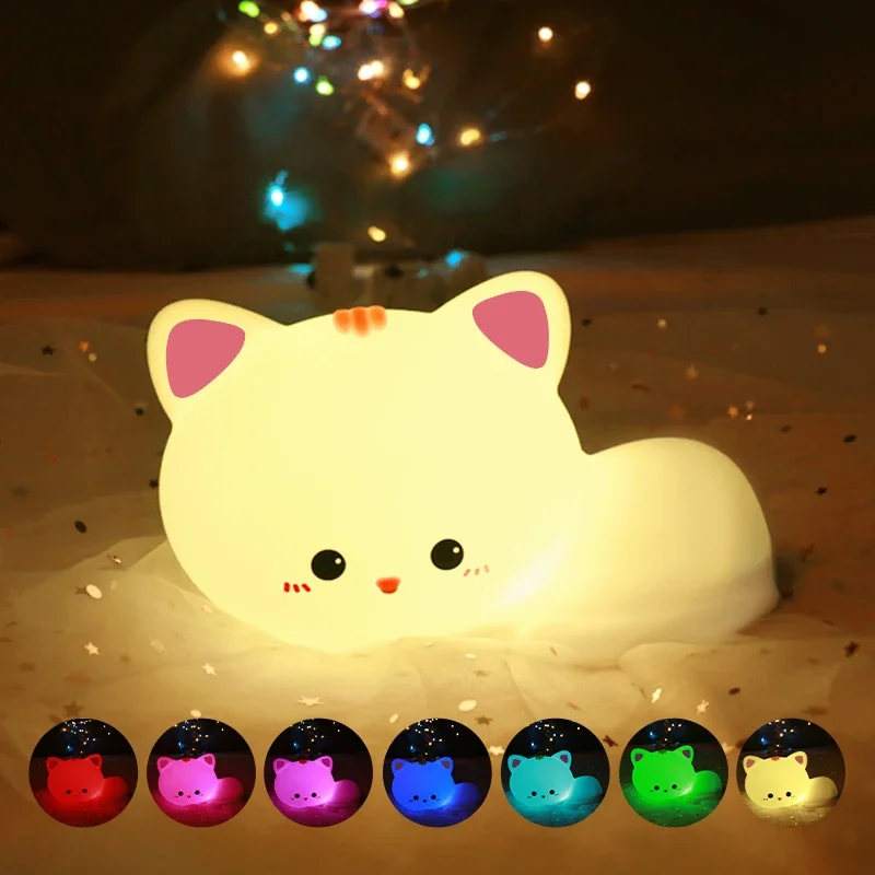 Night light cute cat colorful light room decoration clapping light baby bedroom children Christmas gift home decoration