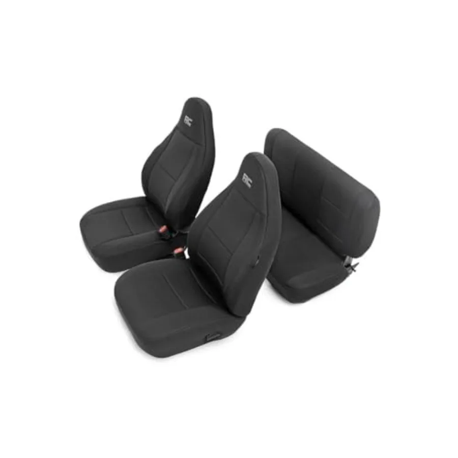 

Neoprene Seat Covers for Jeep Wrangler TJ 1997-2002 Waterproof and UV Resistant Foam Padded Front and Rear Seat Cover Set