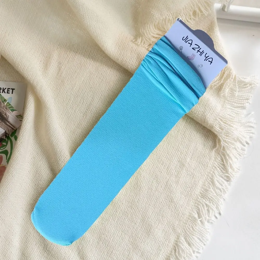 

4Pairs Gifts Nylon Ice Cream Socks Breathable No Pilling Loose Multi Colors Socks Soft Elastic Mid-calf Sock
