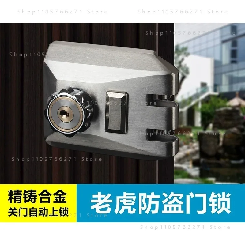 Stainless Steel Anti-theft Automatic Lock Double Side Open Sliding Gate Lock for Iron Door Old Style Security Lock